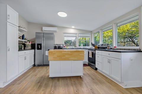 Spacious kitchen with stainless steel appliances