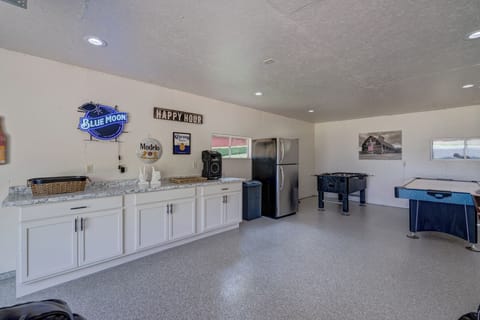 Bar and food area with refridgerator