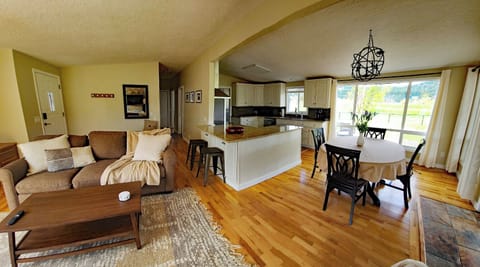 Open floor plan with view of surrounding hills and fields