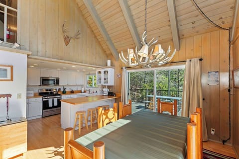 Make mealtime memories together at the dining table, seating 6, more seating at the kitchen counter.