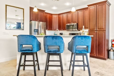 Kitchen island counter with bar stool chair