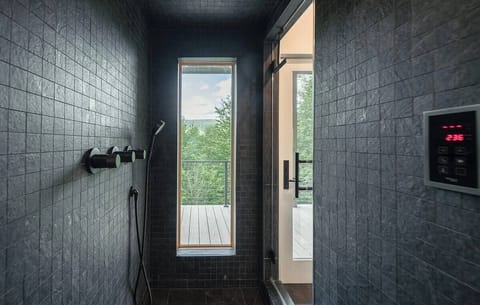 Steam room & shower with mountain views