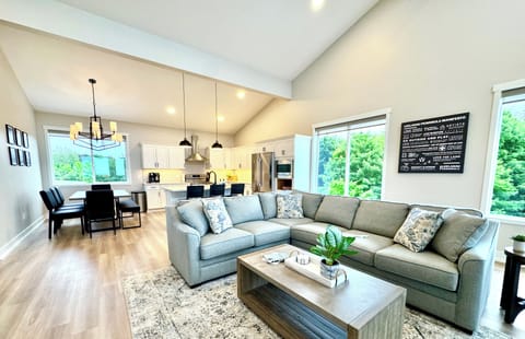 "The living room is an inviting space to sit with family & friends."