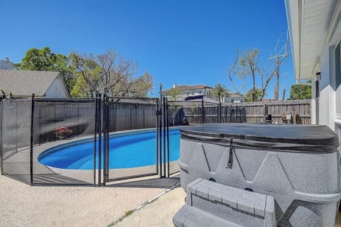 Dive into paradise! Whether you're taking a refreshing swim in the pool or unwinding in the bubbling Jacuzzi, this backyard oasis is your perfect escape #BackyardBliss