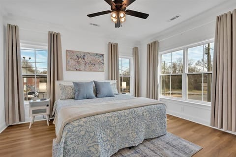 A spacious king suite with a brand new mattress