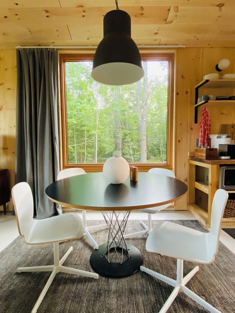 Dining with a view to the forest.