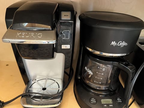 Keurig and regular coffee maker. 