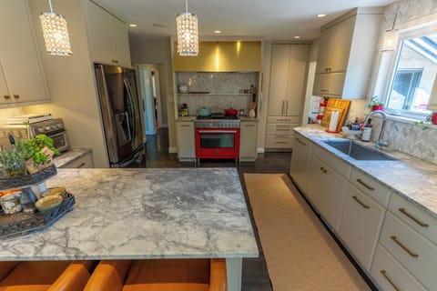 Fully stocked kitchen.