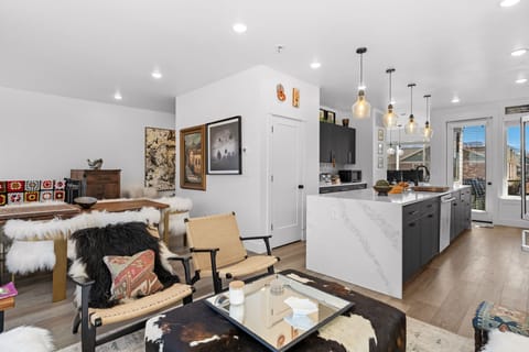 Living area adjoins into kitchen