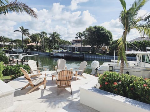 Outside seating overlooking canal