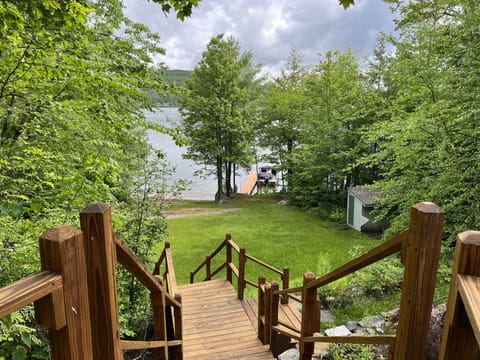 Stairs from the house down to the lake