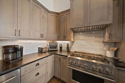 Gas Stove in the Well Equipped Kitchen