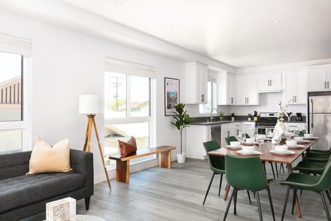 Open dining and living area with seamless layout