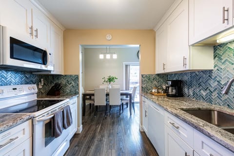 Fully stocked and labeled kitchen makes cooking a breeze, with coffee bar