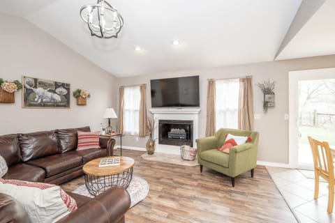 Curl up in the serene living room & stream your favorites on the smart TV