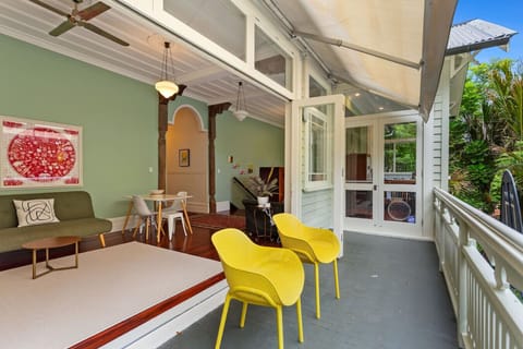 Balcony with outdoor seating.