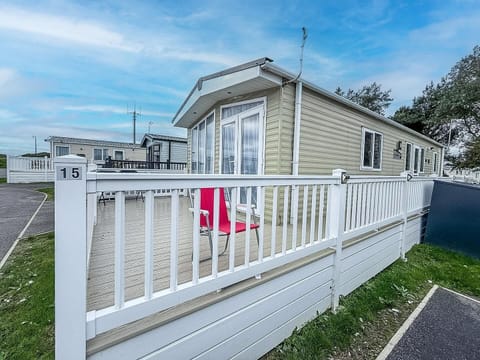 For romantic getaways UK, a caravan with decking at Broadland Sands Holiday Park Lowestoft offers a cosy retreat.