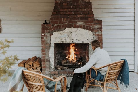 Outdoor area with fire. 