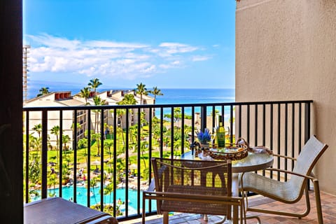 Private lanai with dinning set for two
