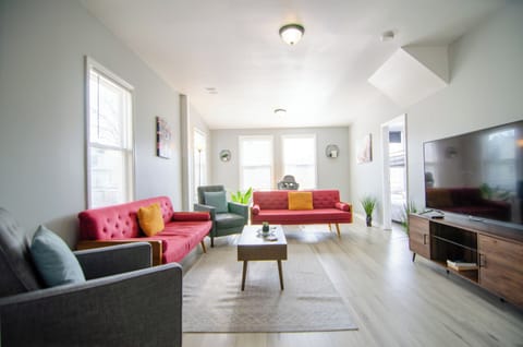 Bright, cozy living room for relaxing moments