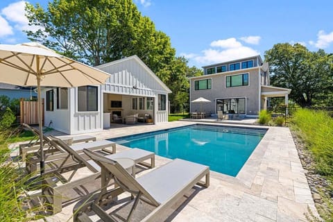Welcome to Cotuit! Beautiful backyard with a heated pool and a large pool cabana