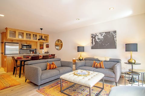 Open plan living room with modern interiors