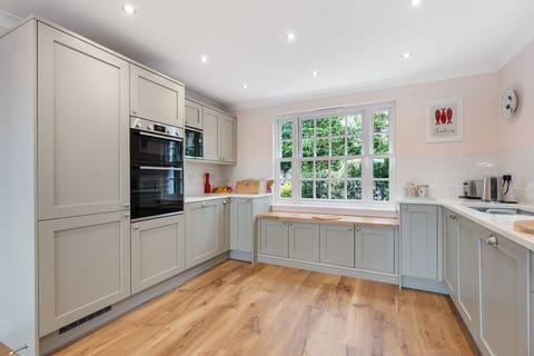 Kitchen with oven and Microwave at Trenaton, Holiday Home , Padstow Town, Cornwall