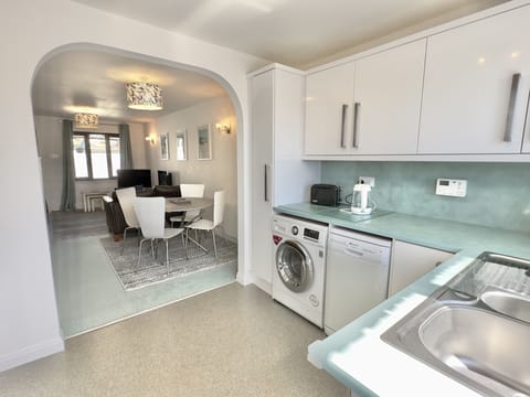 View of kitchen and ground floor of Setters Rest Holiday Cottage, Padstow, North Cornwall