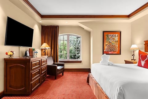 Stretch out in a spacious room with warm lodge style.