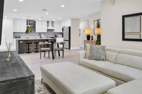 Large leather sofa & "75 smart TV to enjoy streaming or watching your fav movie!