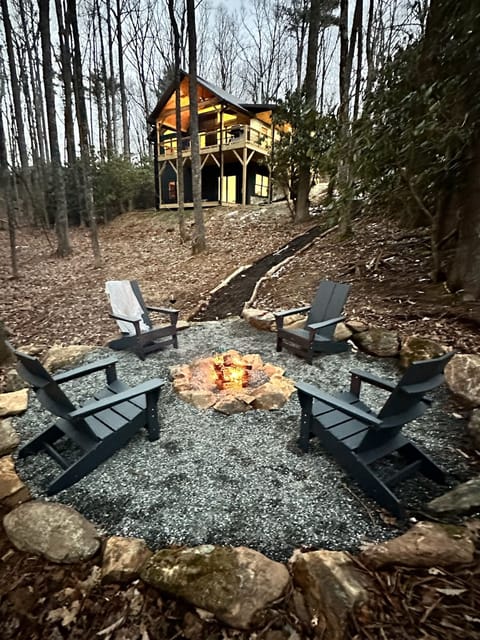 Twilight campfire at the Cabin