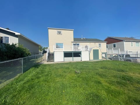 Fenced back yard, patio