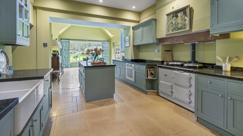 The kitchen has an abundance of space.