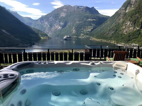 Spa with panoramic views of the Geiranger fjord 