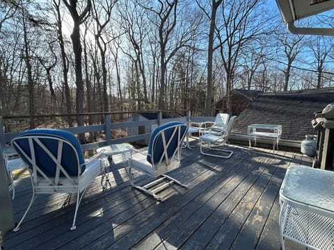 Spacious back deck with gas grill