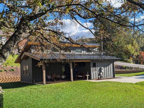 Backyard viewing patio from wooded area in the backyard