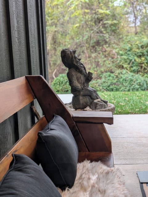 Bench on Patio - View from Sliding Door in Living Room