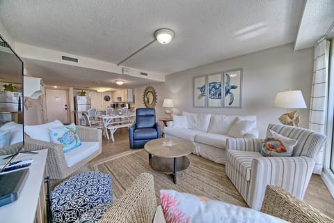 Open and airy with comfy seating, beachy vibes, and room for everyone to unwind.