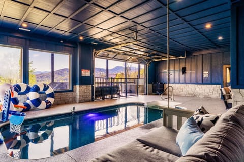 Spacious indoor/outdoor pool room with views!