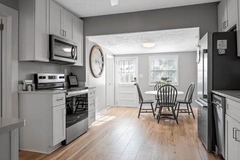 Kitchen flows into eating area
