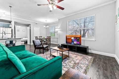 Once you enter the living room you'll find a space that feels both luxurious and cozy, perfect for unwinding after a long day.