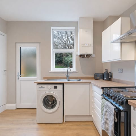 For your convenience, the property includes a washing machine, as well as an iron and ironing board.