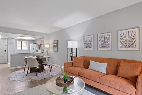 Unwind in this inviting living room, where soft seating meets a smart TV—perfect for movie nights or catching up on your favorite shows.