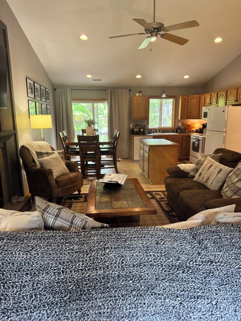 Living room, dining area kitchen