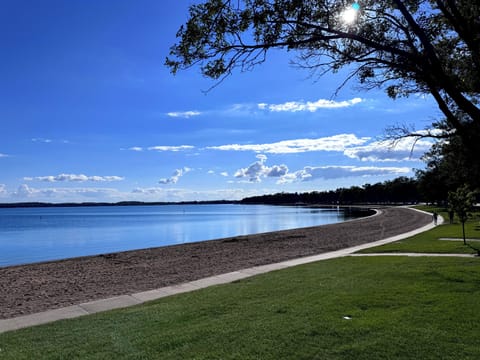 The home is just a few blocks away from the lake, beach and downtown.