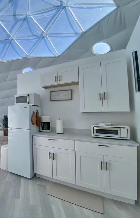 Kitchenette in dome. Please note the skylight is now covered