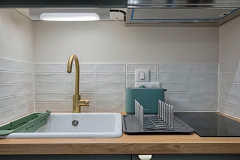 Cuisine ouverte sur séjour aménagée et équipée