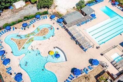 Family-friendly pool area with lounge chairs