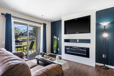 Stream your favorites on the smart TV in the sophisticated living room
