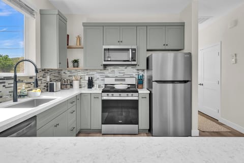 Luxury stainless steel appliances.